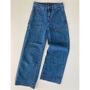 Gap High Rise Utility Wide-Leg Crop Jeans - size 24